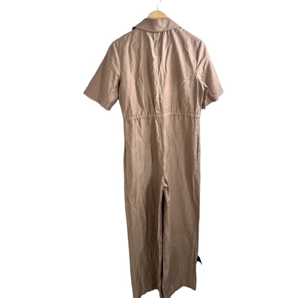 Topshop Utility Zip Jumpsuit Stone retro relaxed 90s hipster street wear sz 4 - Picture 3 of 10